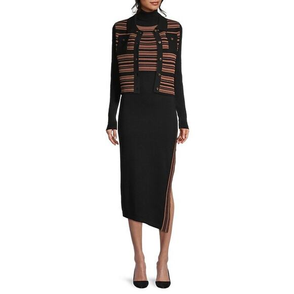 Toccin NY Addy Striped Collared Cardigan Size Large - Picture 1 of 8